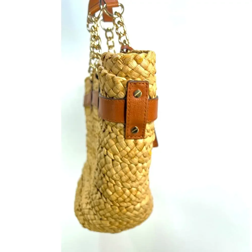 Michael Kors Hamilton Corn Husk Straw Tote Large Handbag